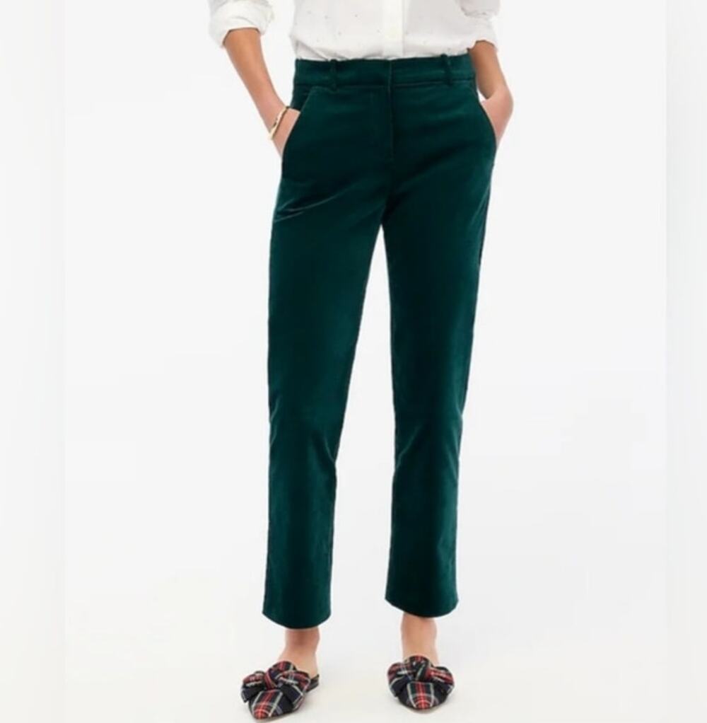 J.Crew Kallie Pant Green Slim Ankle Career Stretch‎ Trouser Size 10